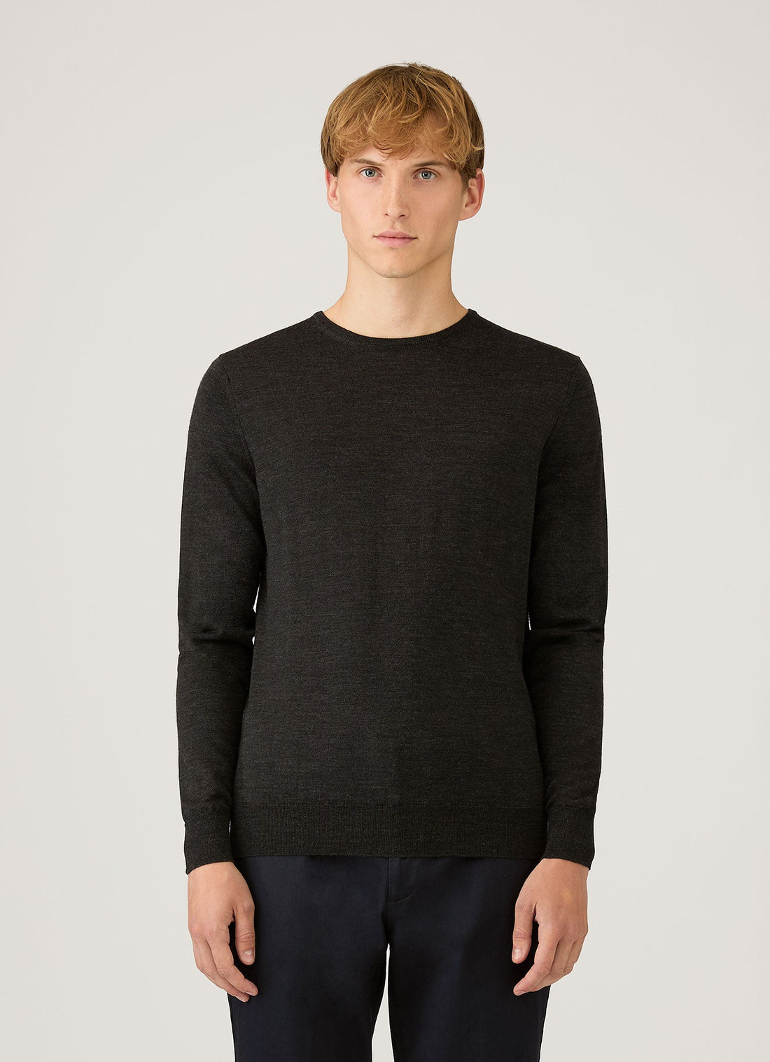 Men's Extra-Fine Merino Crew Neck in Charcoal Melange