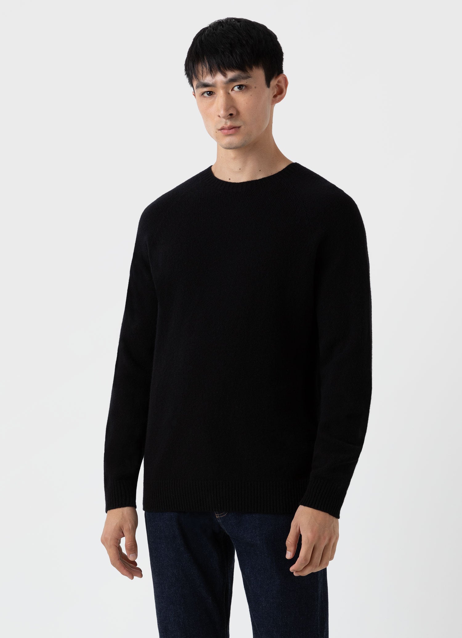 Men's Lambswool Crew Neck Jumper in Black