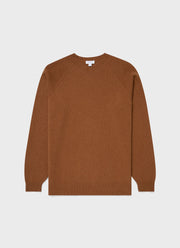 Men's Lambswool Crew Neck Jumper in Dark Camel