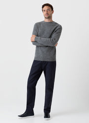 Men's Lambswool Crew Neck Jumper in Mid Grey Melange