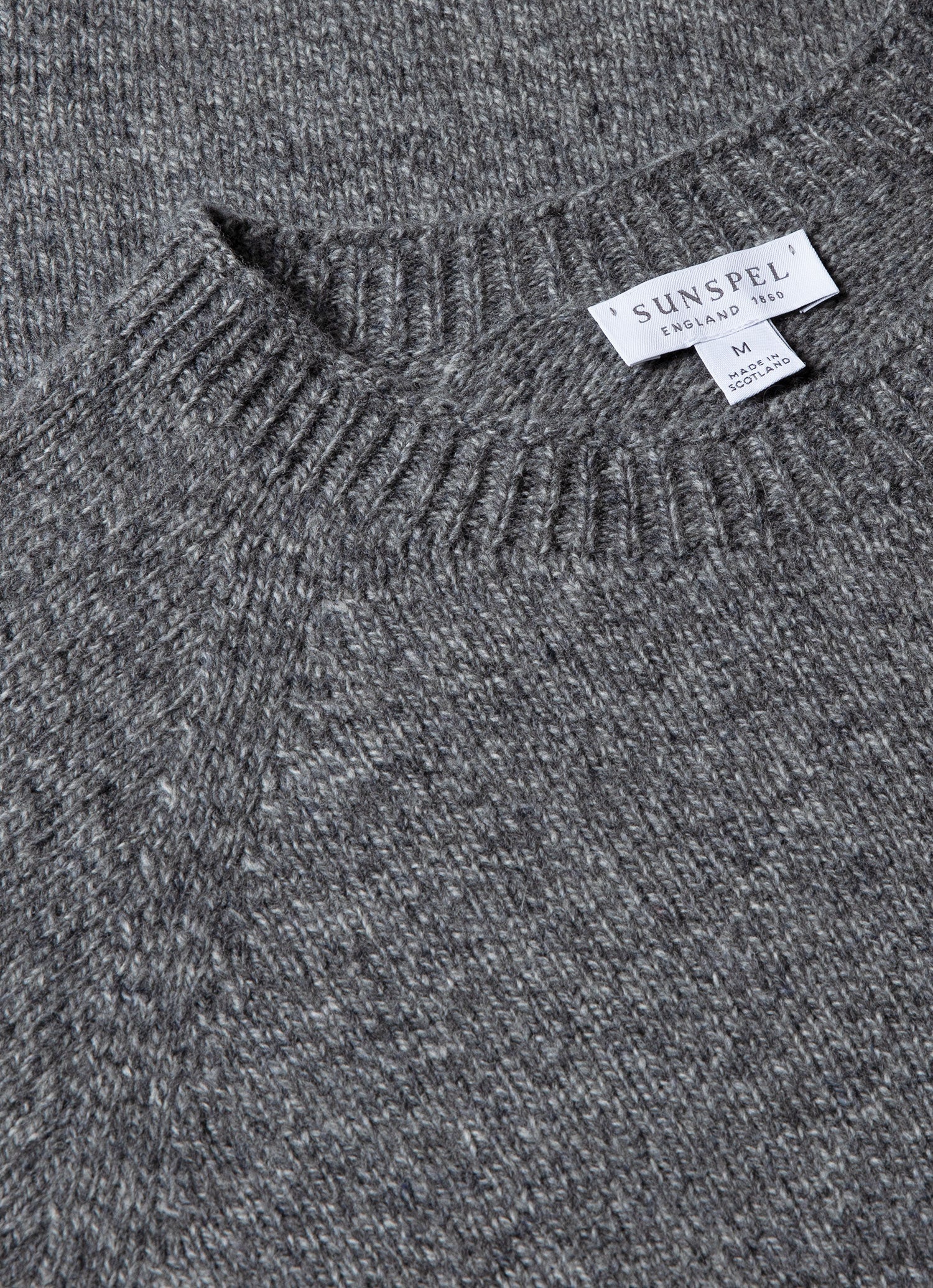 Men's Lambswool Crew Neck Jumper in Mid Grey Melange