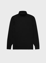 Men's Extra-Fine Merino Roll Neck in Black