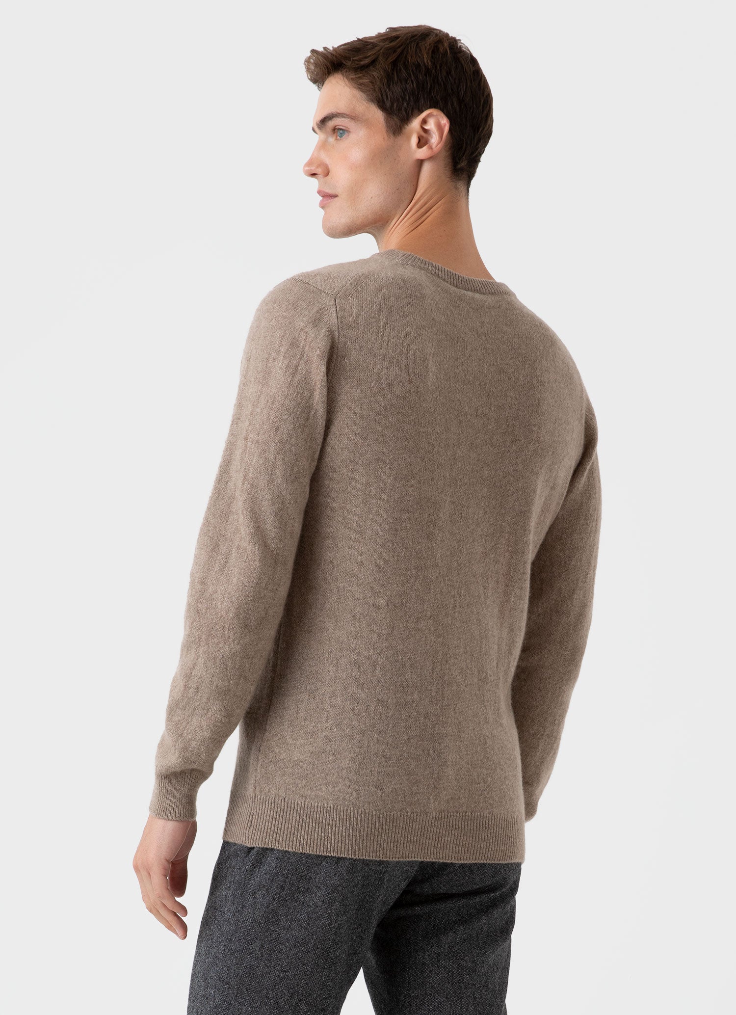 Men's Scottish Cashmere Jumper in Natural Brown