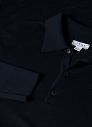 Men's Extra-Fine Merino Polo Shirt in Light Navy