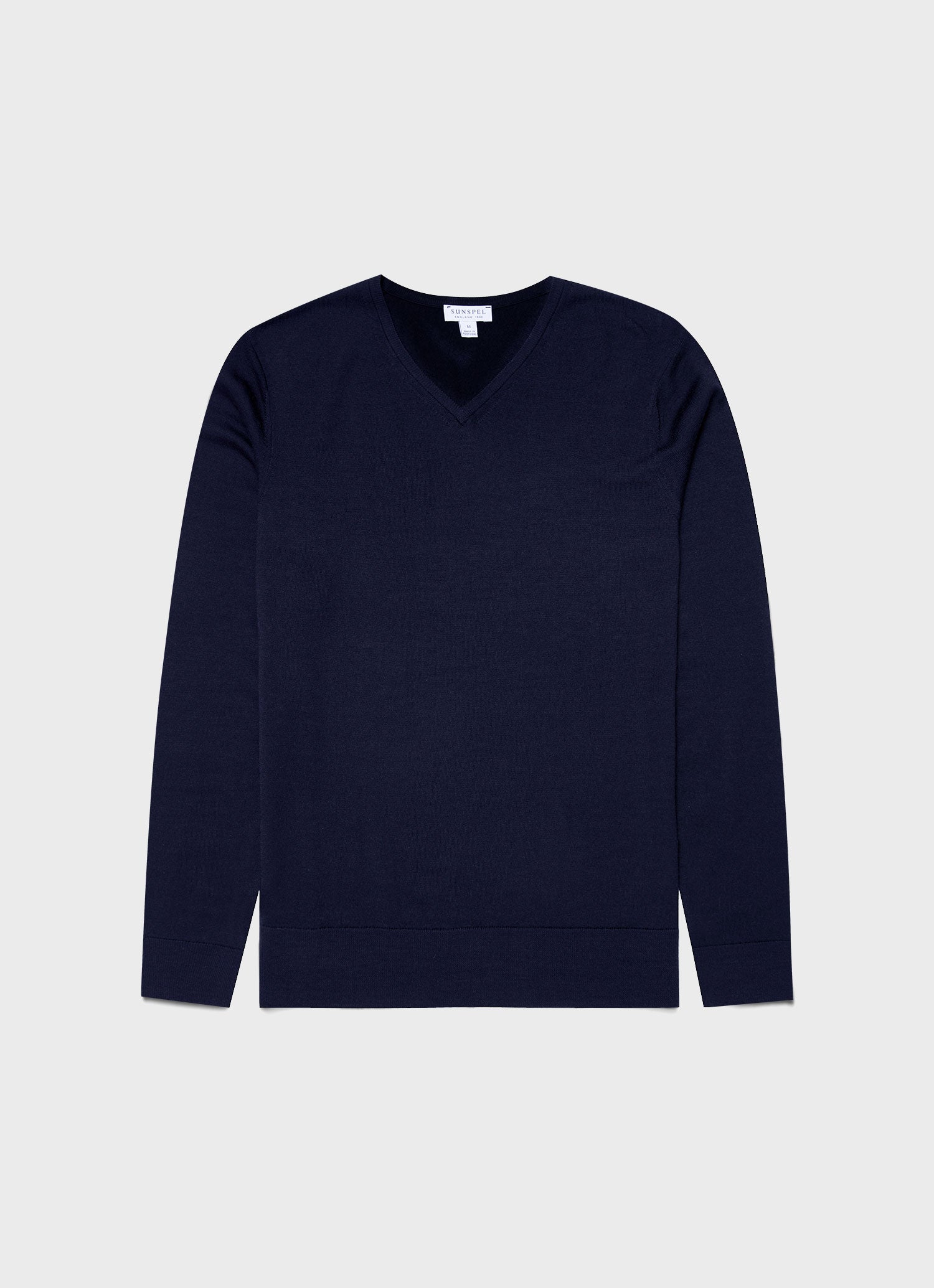 Men's Extra-Fine Merino V Neck in Light Navy