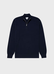 Men's Cashmere Zip Neck Jumper in Navy