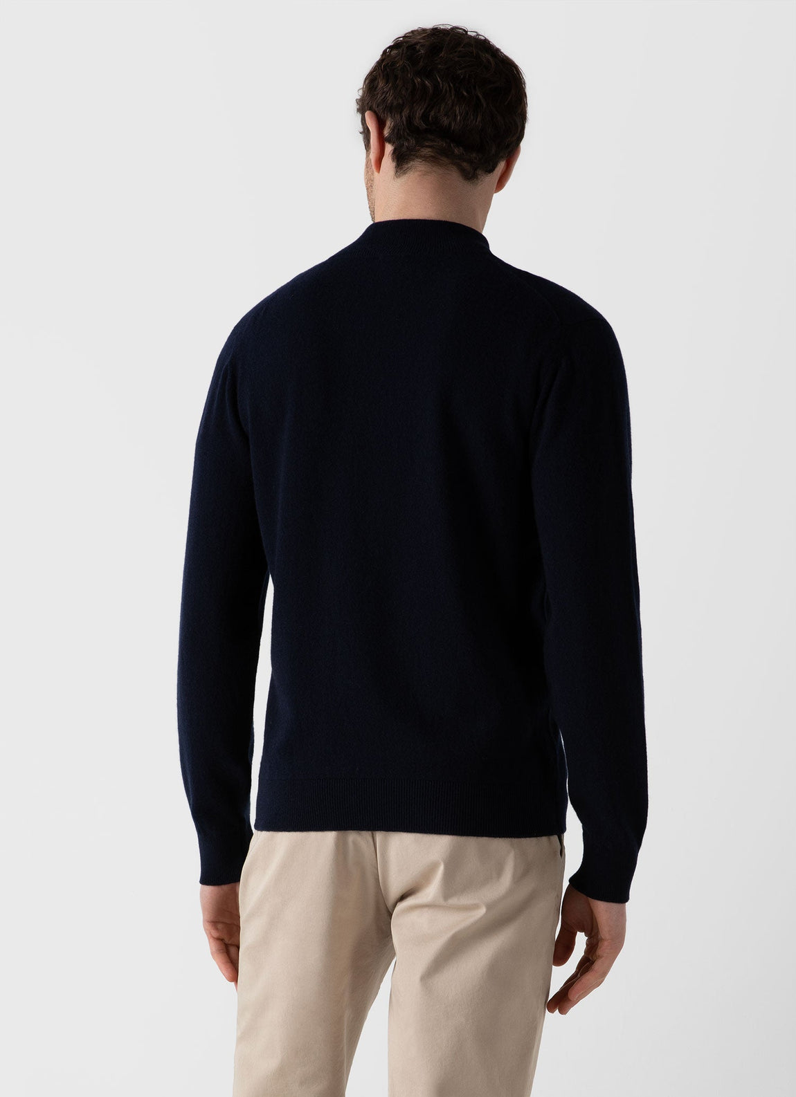 Men's Cashmere Zip Neck Jumper in Navy