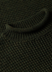 Men's Merino Fisherman Jumper in Dark Olive