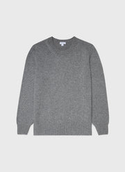 Men's Roxburgh Cashmere Jumper in Mid Grey Melange