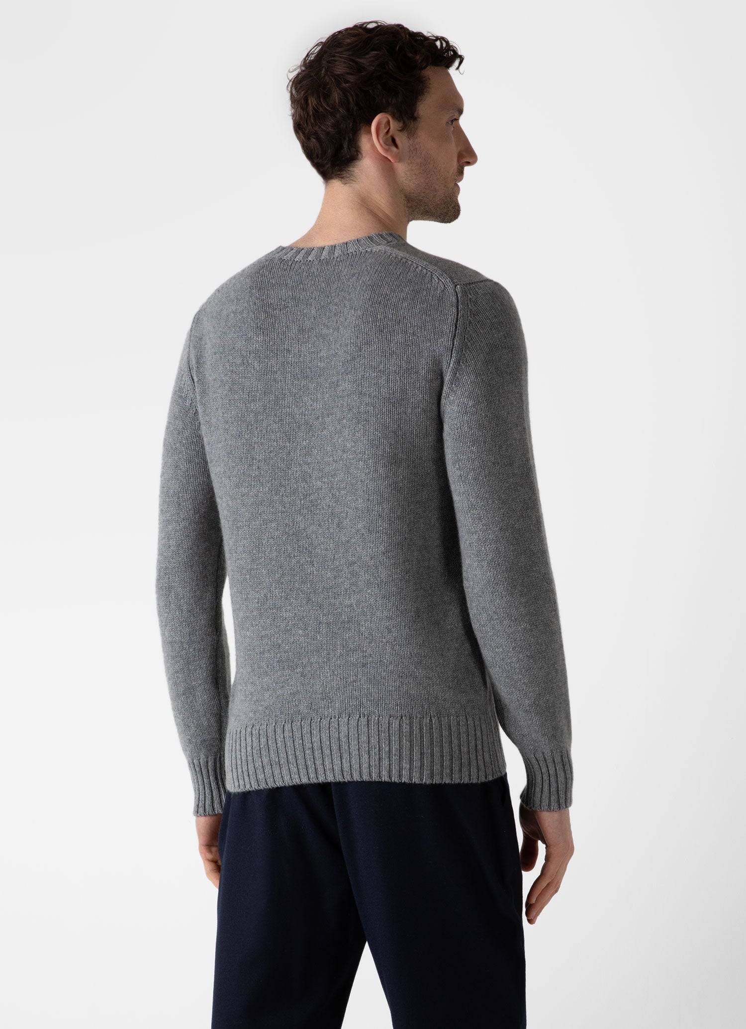 Men's Roxburgh Cashmere Jumper in Mid Grey Melange