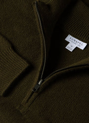 Men's Lambswool Half Zip Jumper in Dark Olive