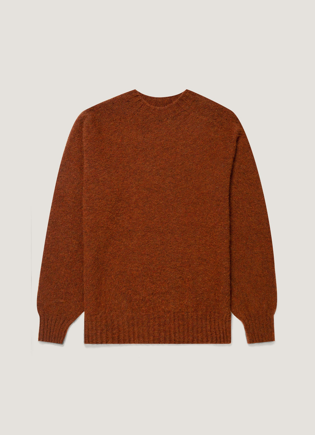Men's Shetland Crew Neck Jumper in Dark Tobacco