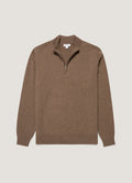 Men's Cashmere Half Zip Jumper in Taupe