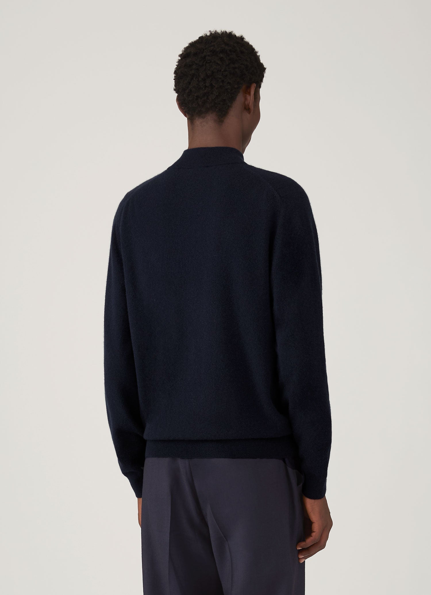 Men's Cashmere Half Zip Jumper in Navy