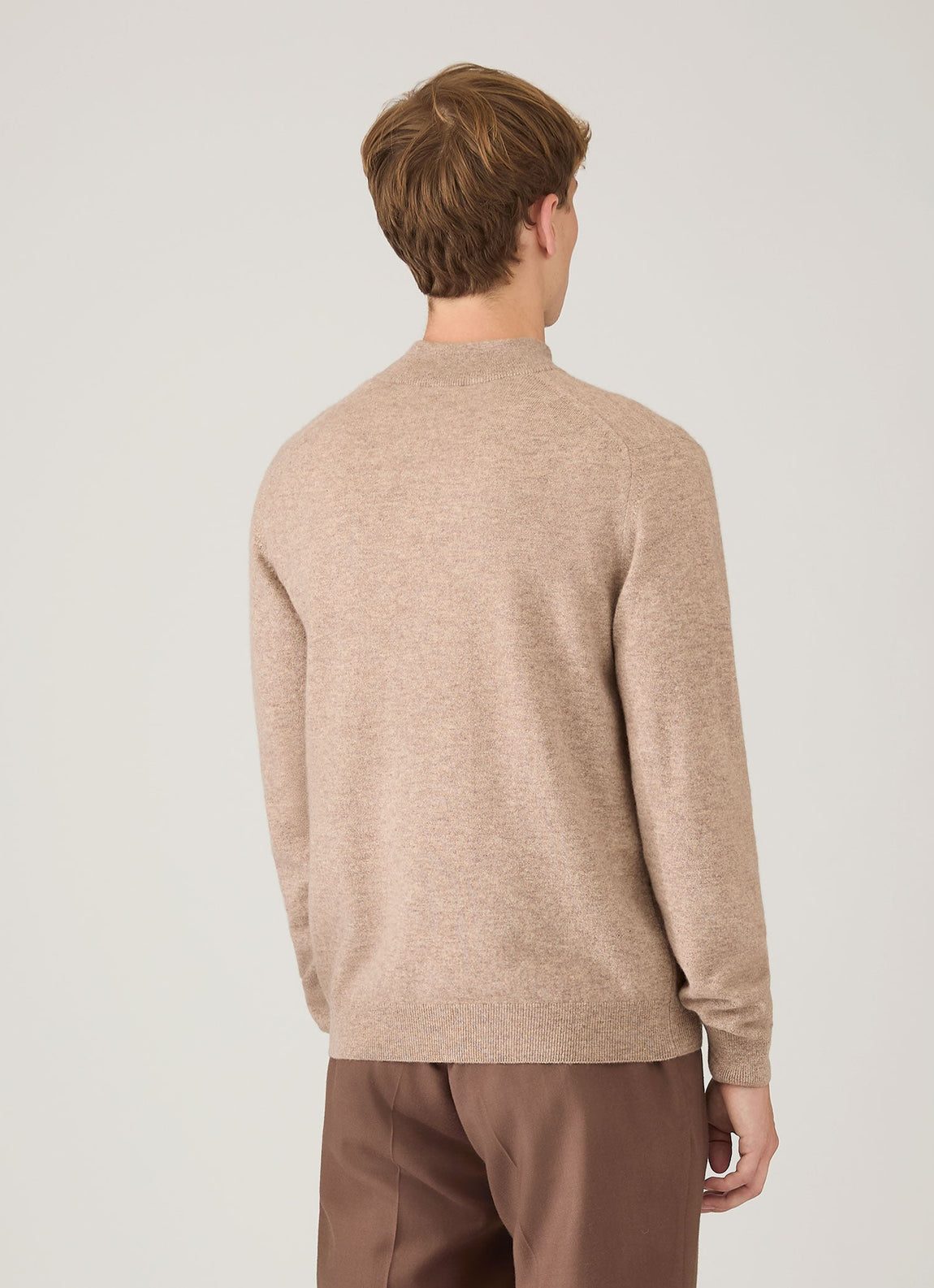 Men's Cashmere Half Zip Jumper in Oatmeal Melange