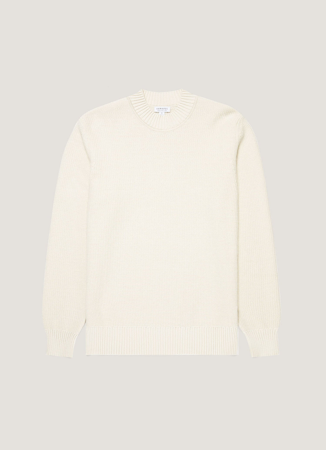 Men's Cotton Crew Neck Jumper in Ecru