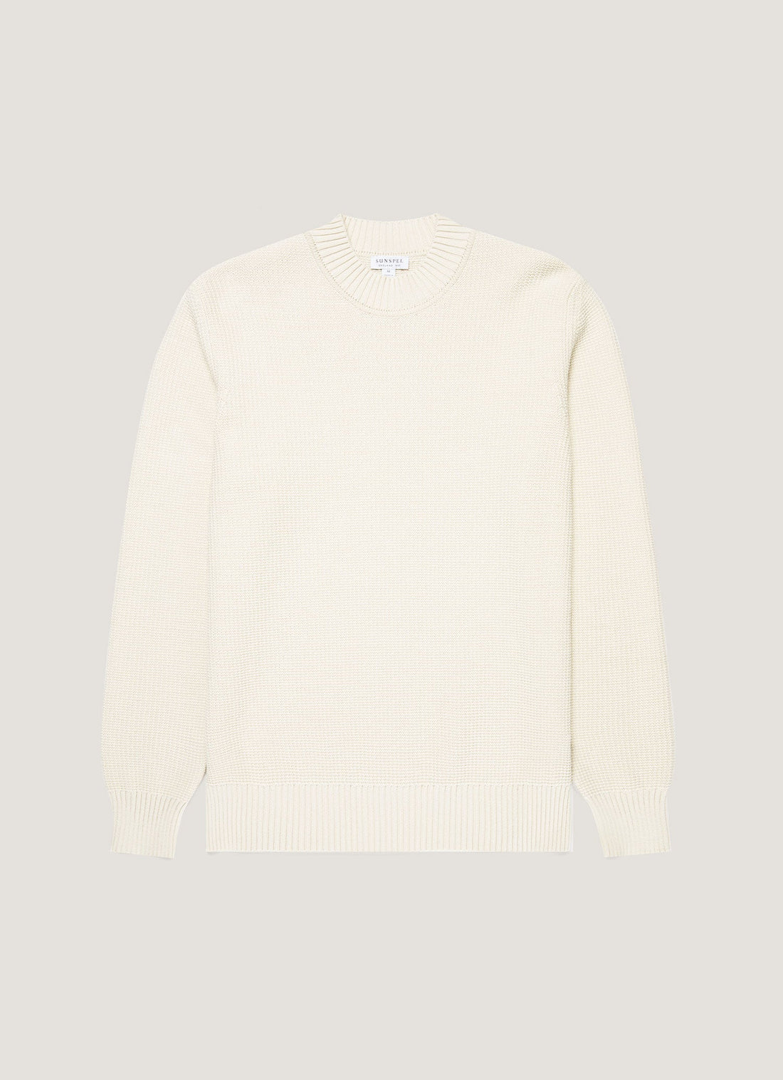 Men's Cotton Crew Neck Jumper in Ecru