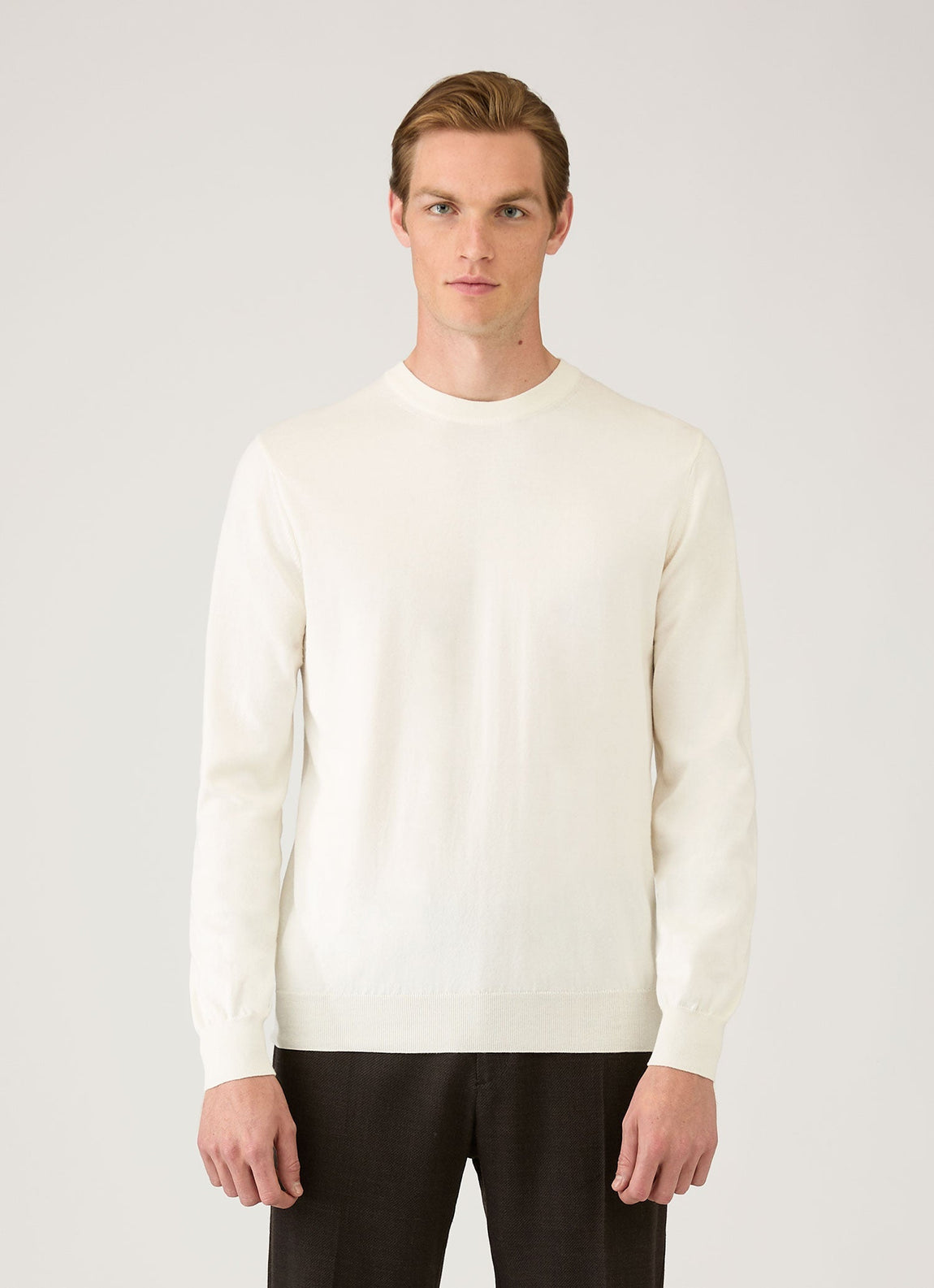 Men's Lightweight Cotton Jumper in Ecru