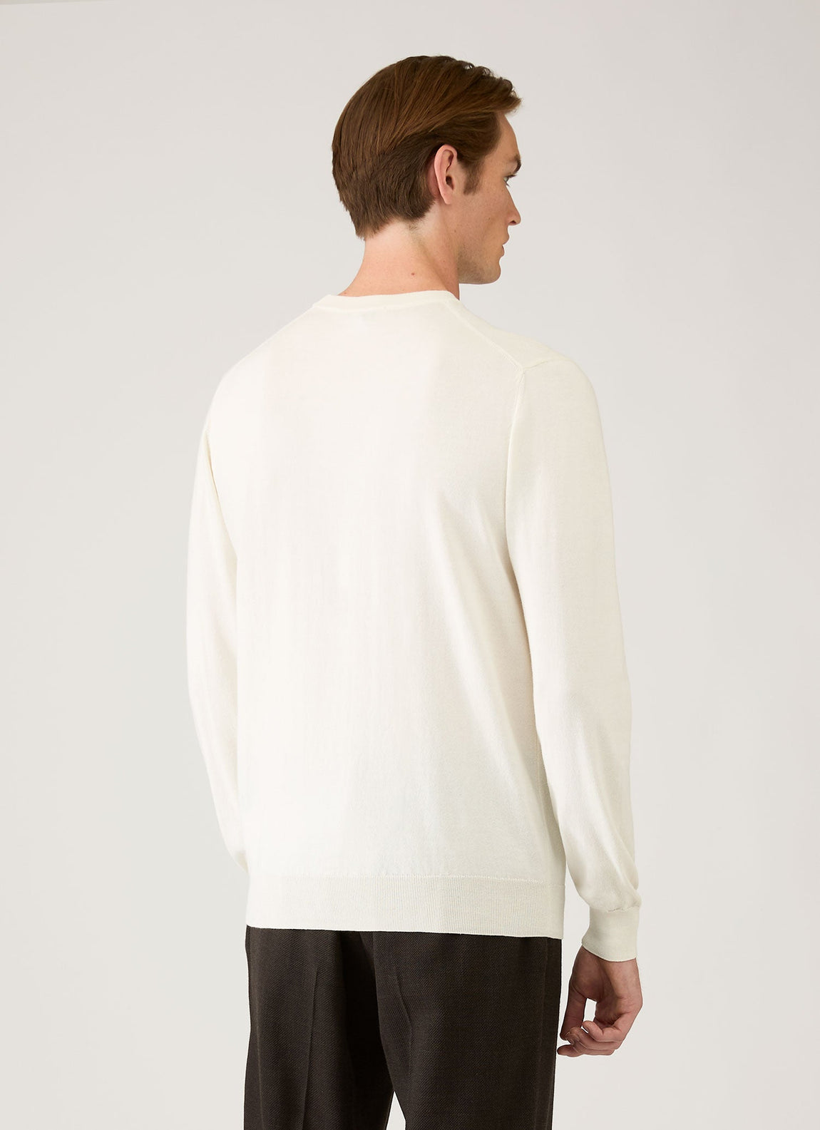 Men's Lightweight Cotton Jumper in Ecru