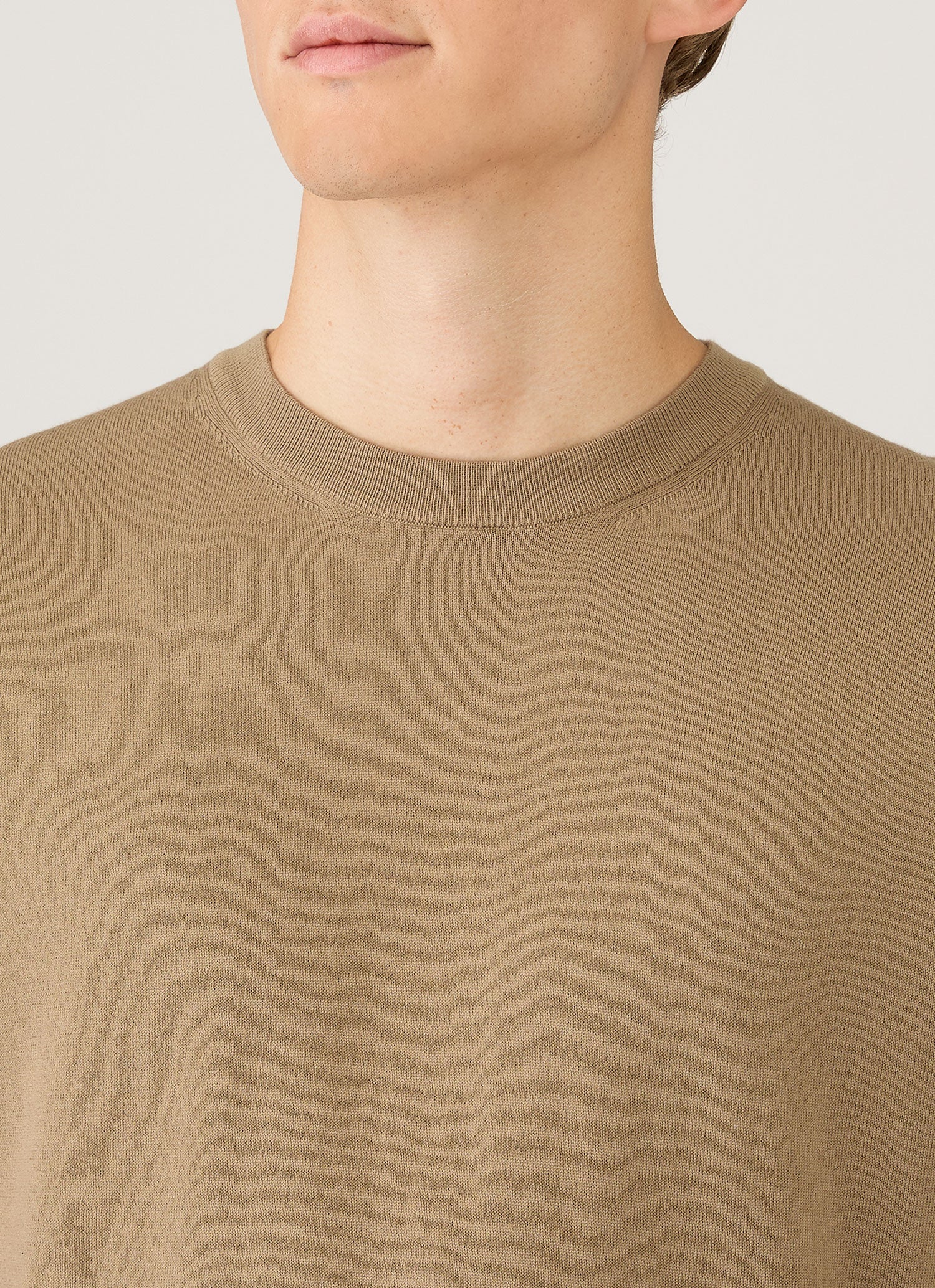 Men's Lightweight Cotton Jumper in Dark Stone