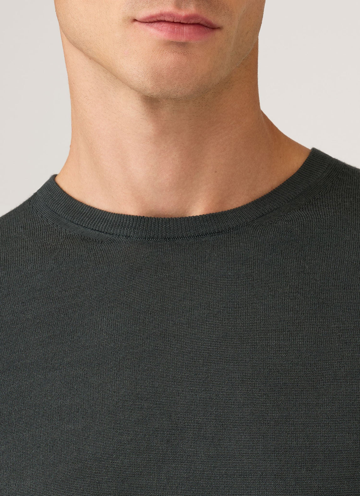 Men's Extra-Fine Merino Crew Neck Jumper in Slate Green