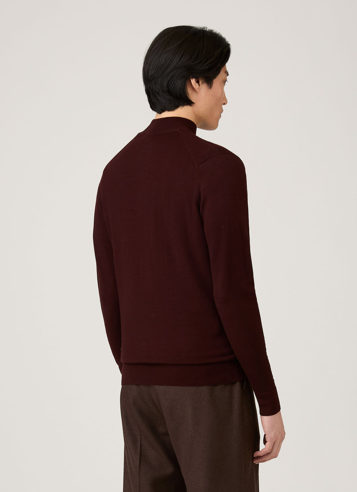 Men's Extra-Fine Merino Half Zip Jumper in Bakelite