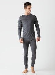 Men's Merino Long John Base Layer in Mid Grey Melange