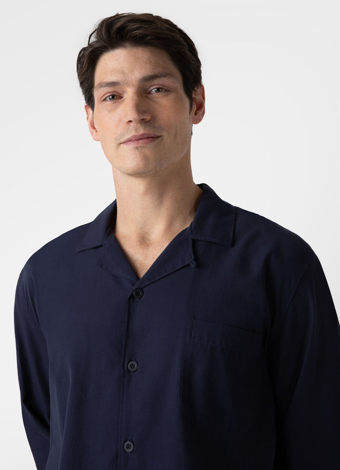 Men's Cotton Flannel Pyjama Shirt in Navy