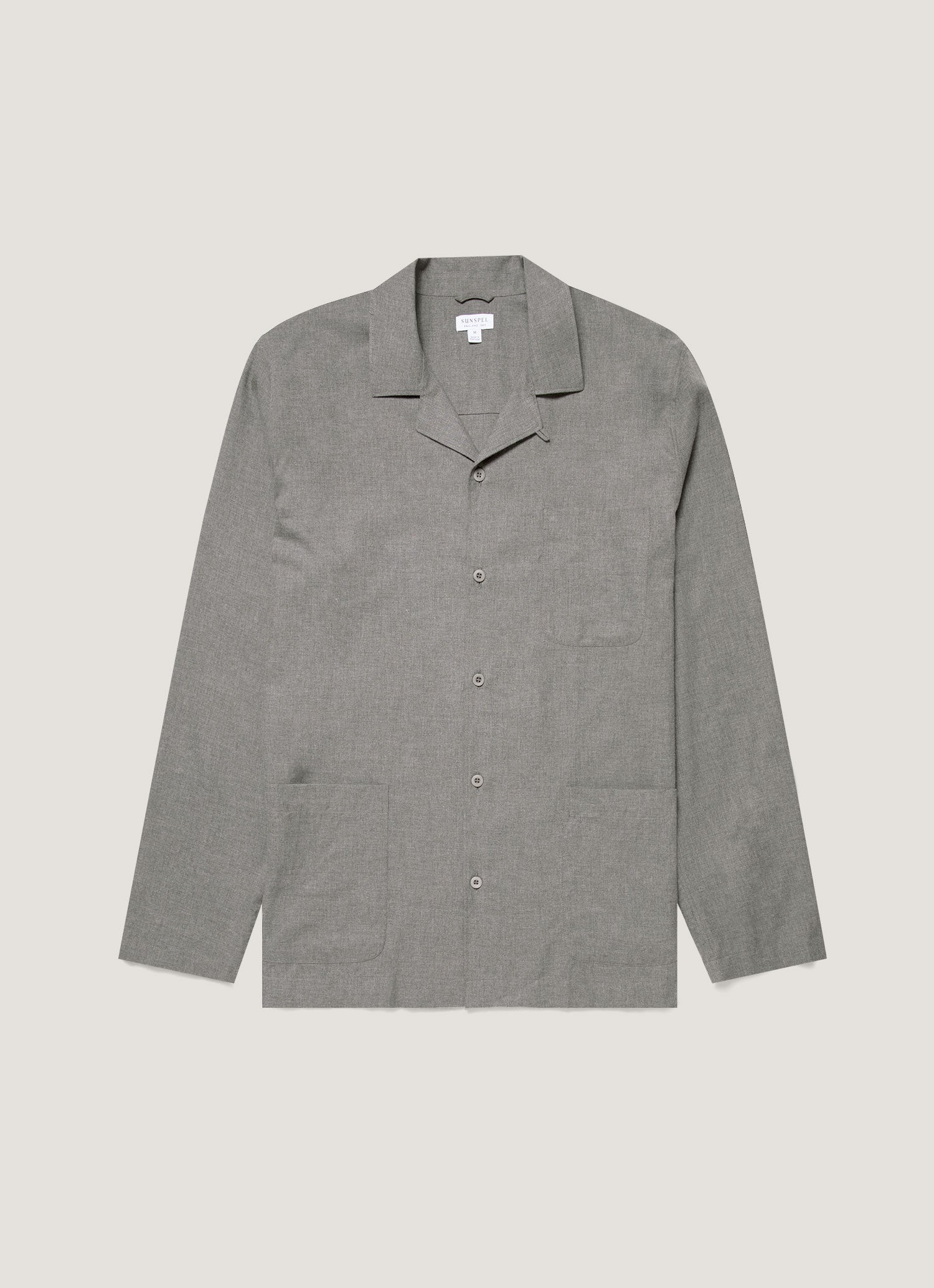 コットン フランネル パジャマセット（Mid Grey Melange）| Sunspel