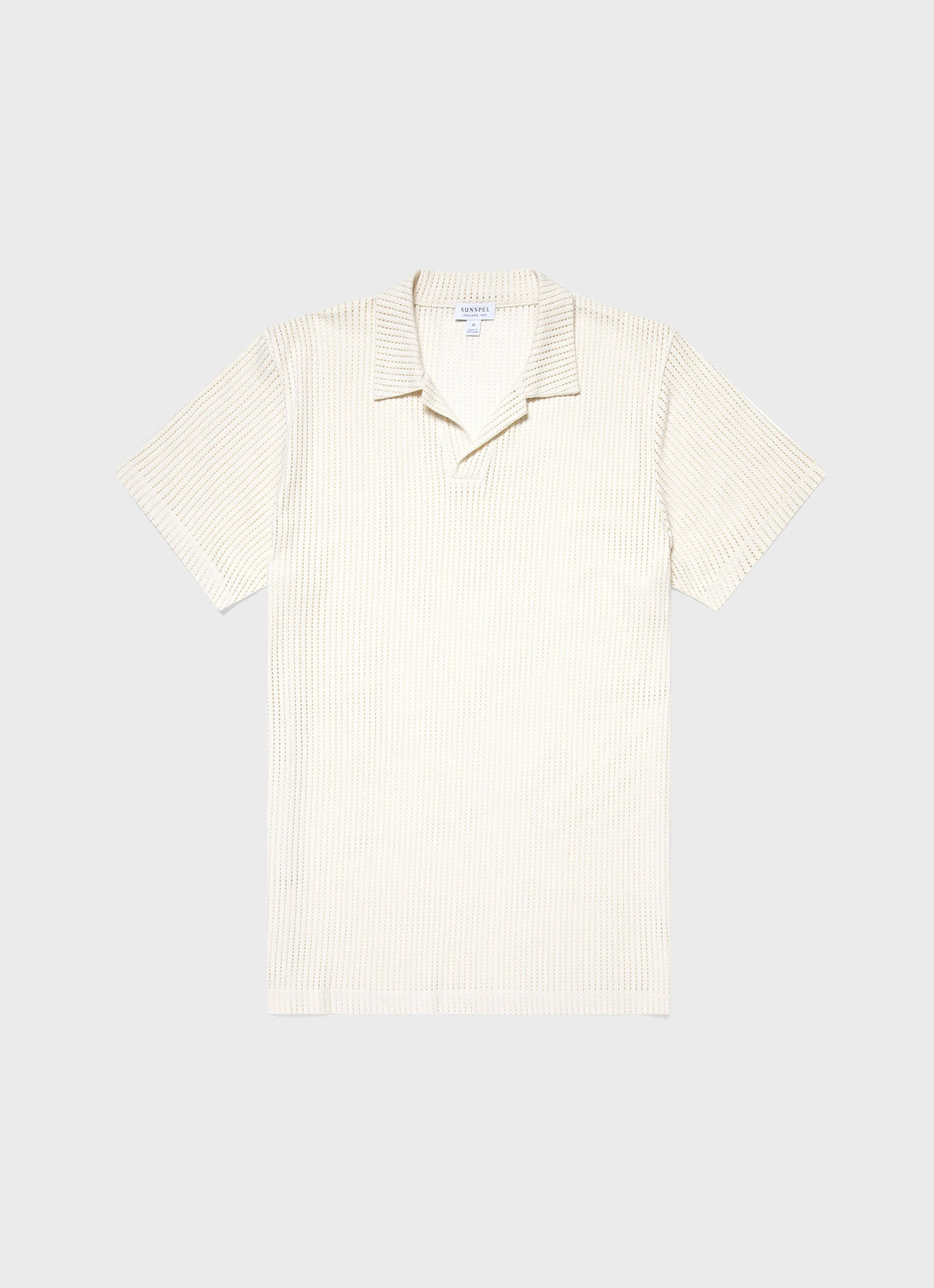 Men's Linear Mesh Polo Shirt in Ecru