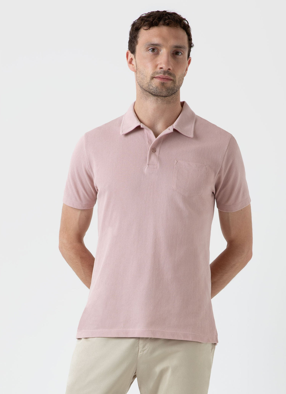 Men's Riviera Polo Shirt in Pale Pink