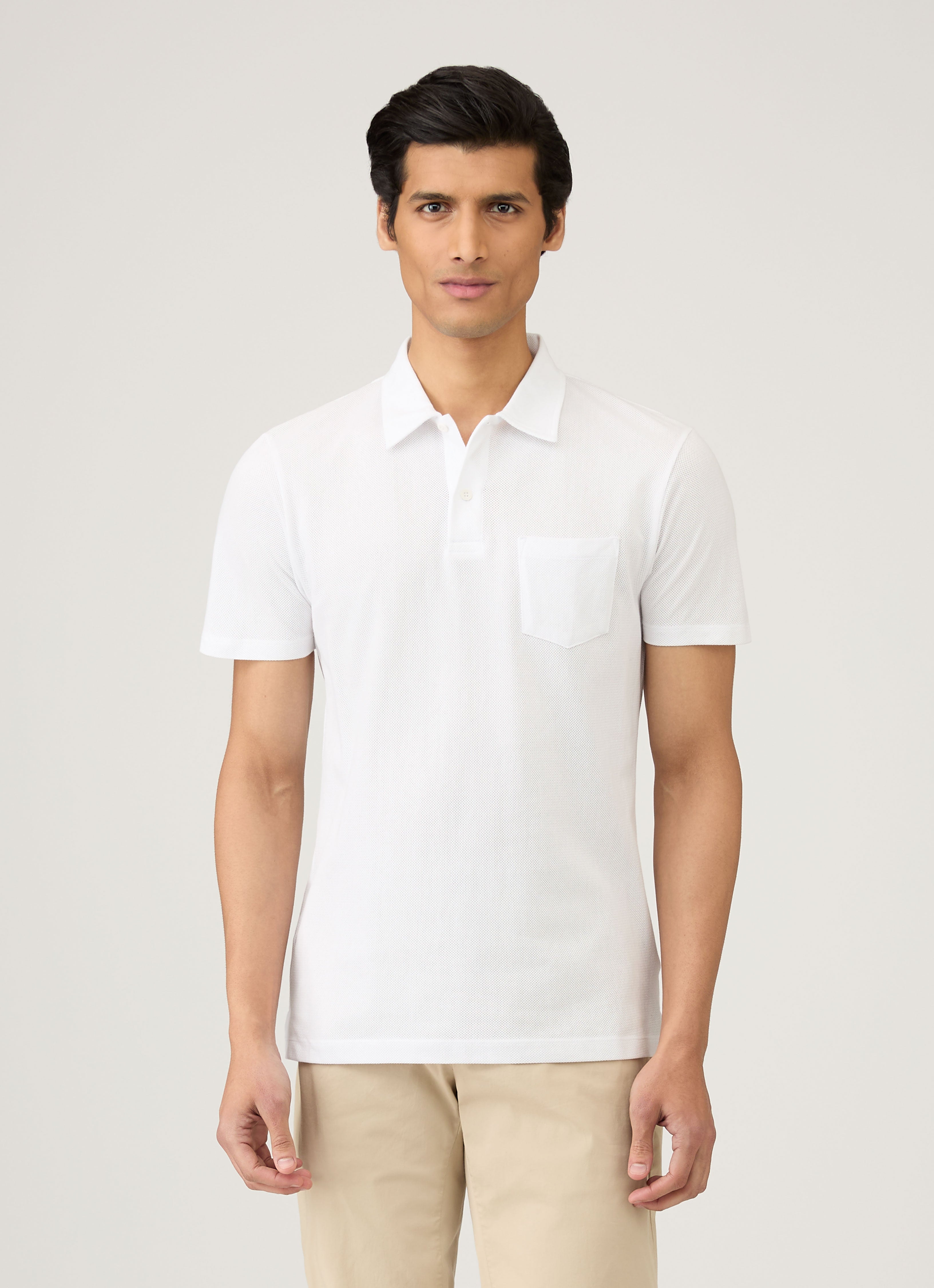 【美品】SUNSPEL ポロシャツ 白　リヴィエラ レギュラーフィット リヴィエラ ポロシャツ（White）| Sunspel