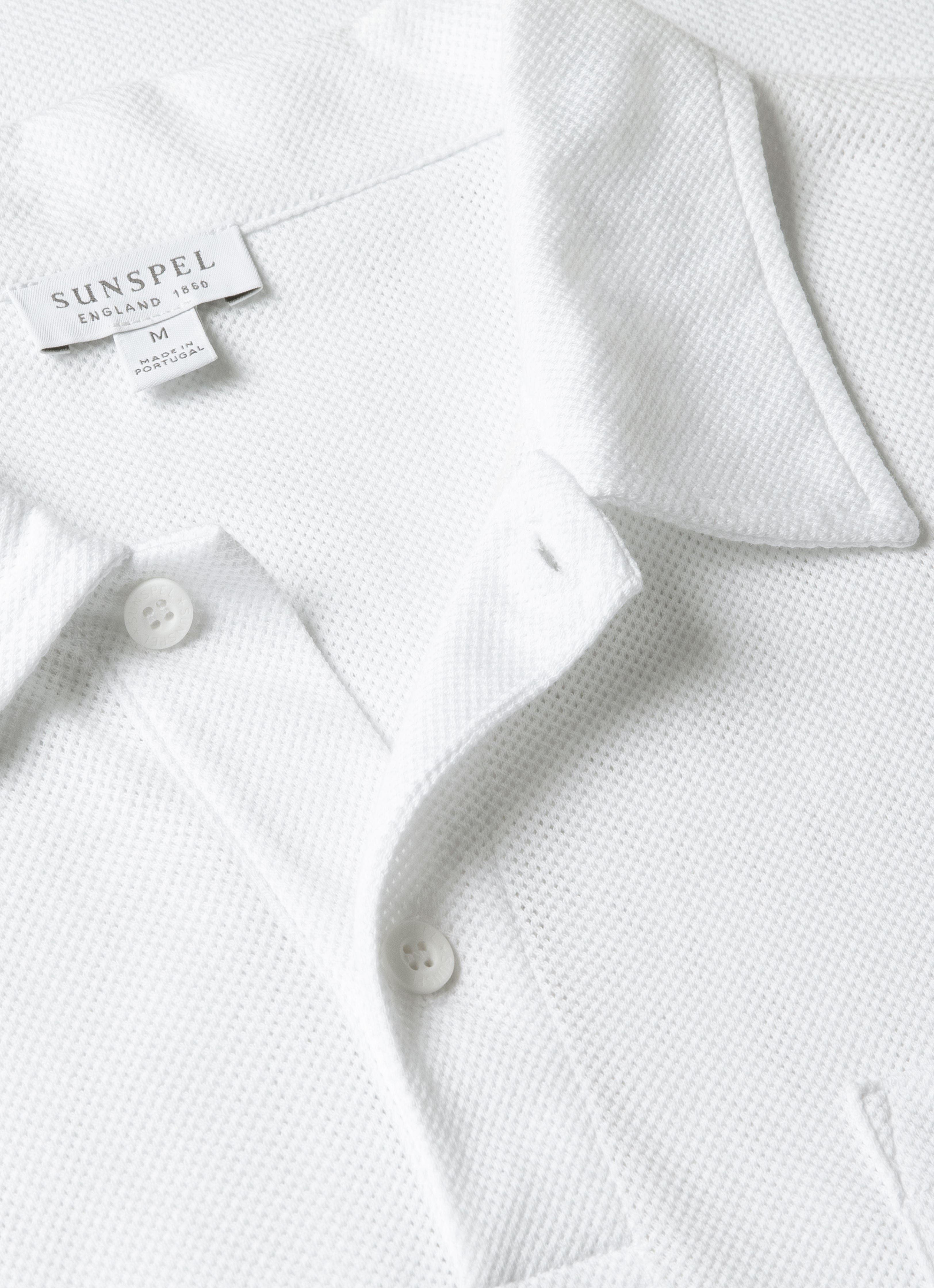 【美品】SUNSPEL ポロシャツ 白　リヴィエラ リヴィエラ キャンプカラー シャツ（White）| Sunspel