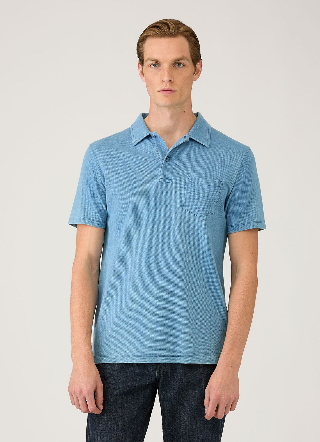 Men's Riviera Polo Shirt in Mid Indigo Wash