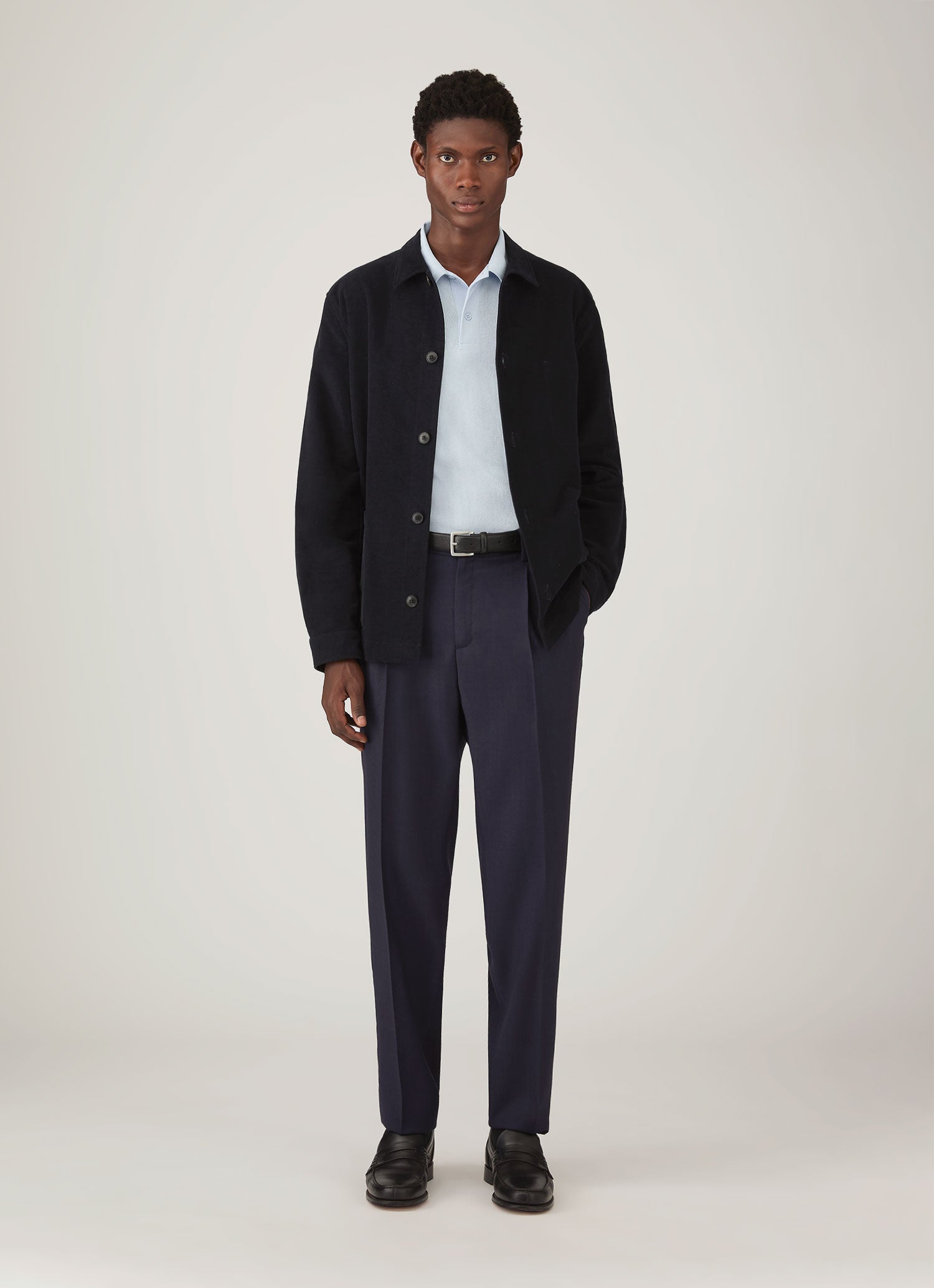 リヴィエラ ロングスリーブ ポロシャツ（Frost Blue）| Sunspel