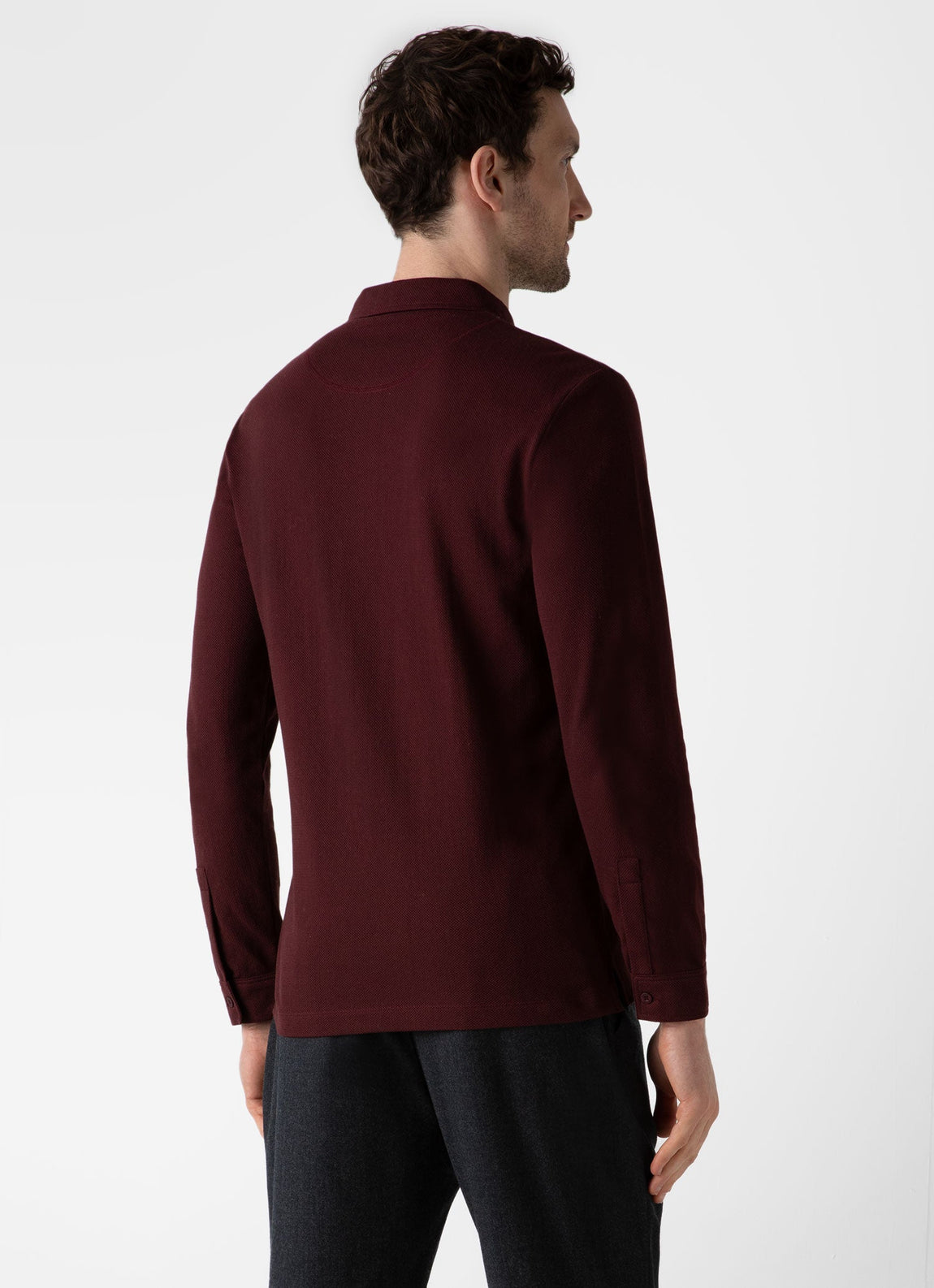 Men's Riviera Long Sleeve Polo Shirt in Maroon