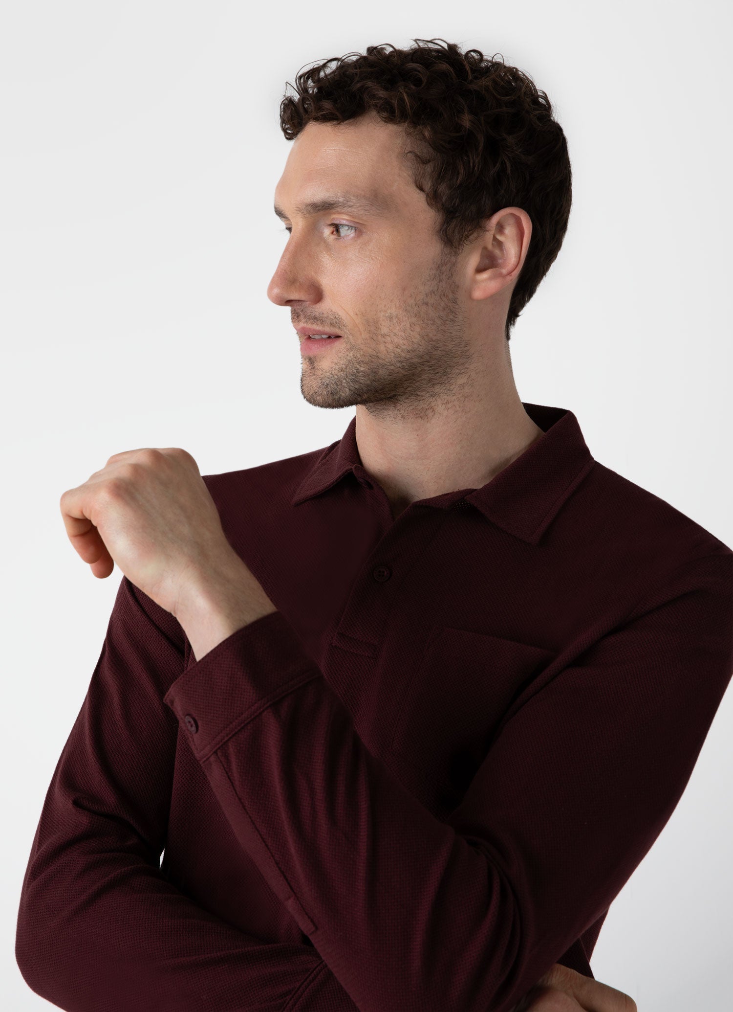 Men's Riviera Long Sleeve Polo Shirt in Maroon