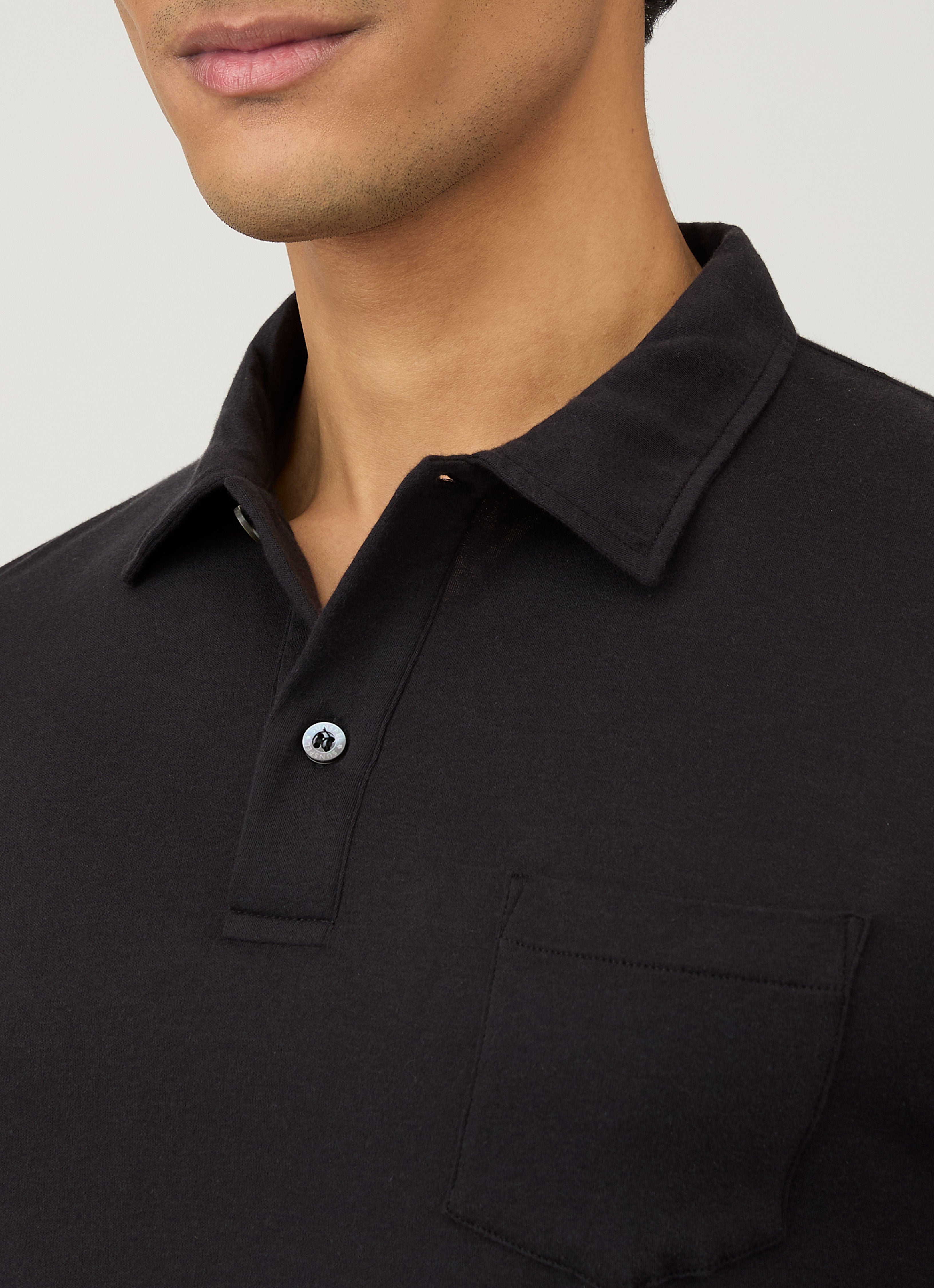 シーアイランドコットン ジャージーポロシャツ （Black）| Sunspel