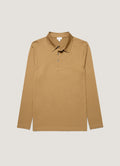 Men's Long Sleeve Classic Jersey Polo Shirt in Walnut