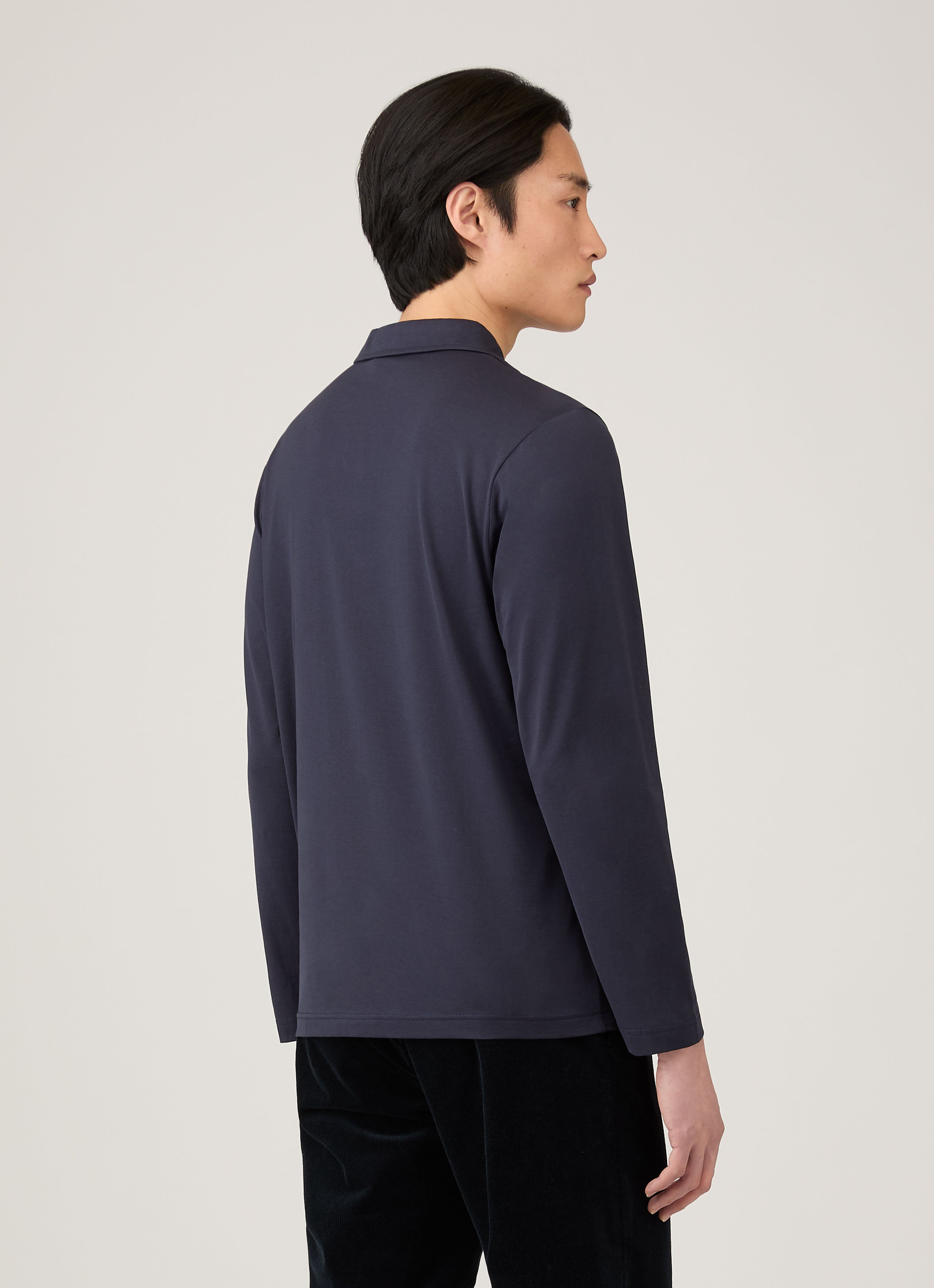 ジャージー ロングスリーブ ポロシャツ （Navy）| Sunspel