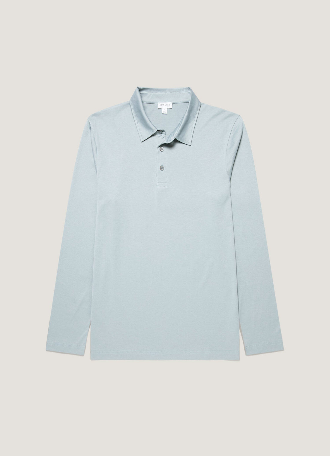Men's Long Sleeve Classic Jersey Polo Shirt in Stone Blue