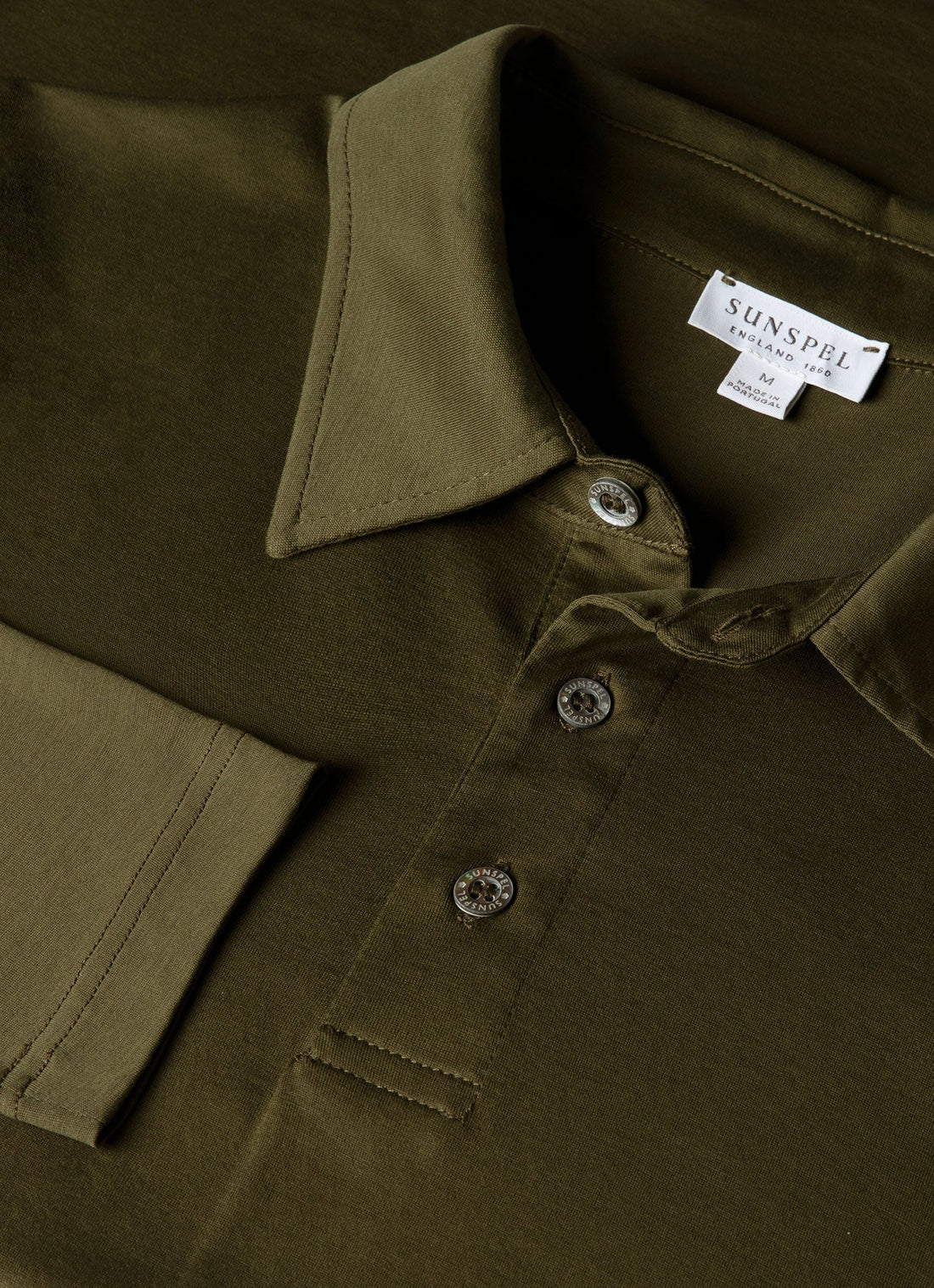 Men's Long Sleeve Classic Jersey Polo Shirt in Deep Olive