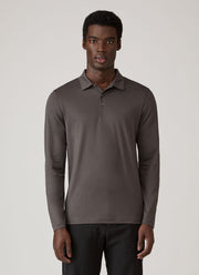 Men's Long Sleeve Classic Jersey Polo Shirt in Anthracite