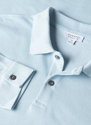 Men's Long Sleeve Piqué Polo Shirt in Frost Blue