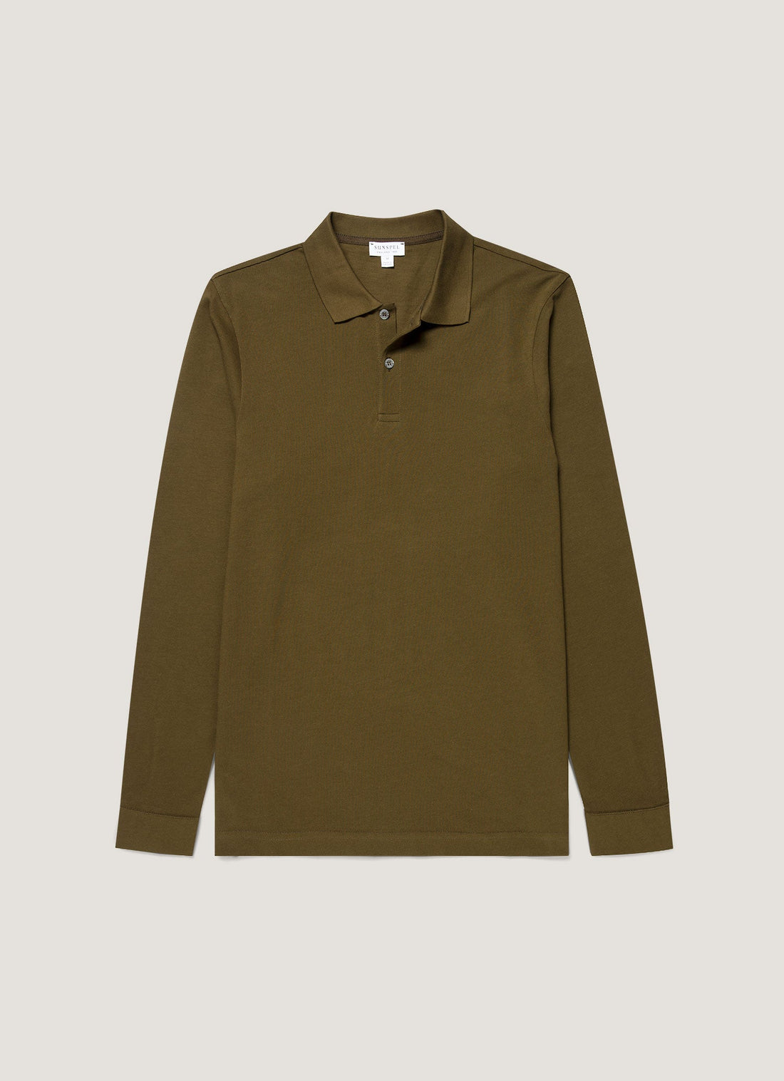 Men's Long Sleeve Piqué Polo Shirt in Loden Green