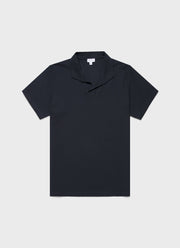 Men's Textured Jersey Polo Shirt in Midnight Navy