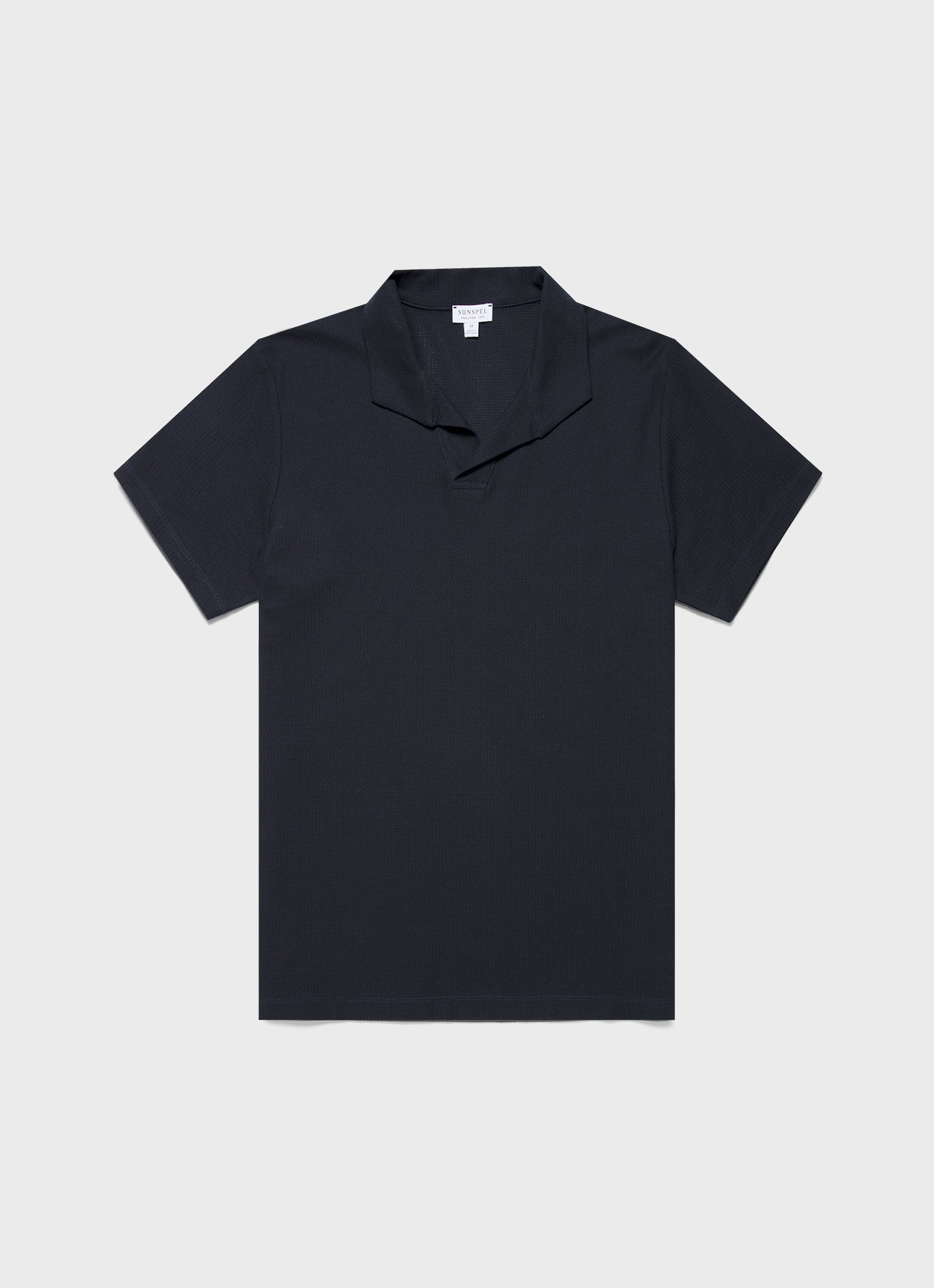 Men's Textured Jersey Polo Shirt in Midnight Navy