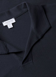 Men's Textured Jersey Polo Shirt in Midnight Navy