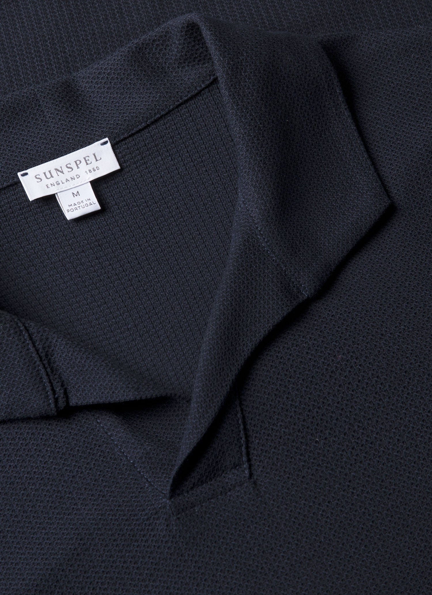 Men's Textured Jersey Polo Shirt in Midnight Navy