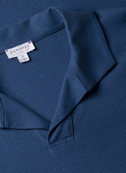 Men's Textured Jersey Polo Shirt in Soft Denim